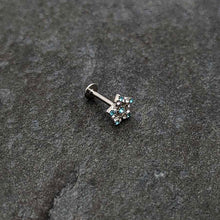 16G 5/16 Clear Blue Gem Opulent Flower Labret Monroe Tragus