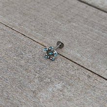 16G 5/16 Clear Blue Gem Opulent Flower Labret Monroe Tragus