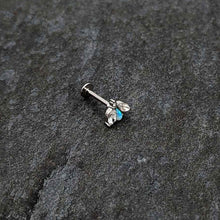 16G 5/16 White Synthetic Opal Flower Labret Monroe Tragus