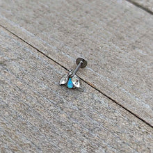 16G 5/16 White Synthetic Opal Flower Labret Monroe Tragus