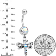 Aurora Gem Ornate Dragonfly Dangle Belly Ring