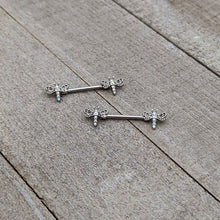 14G 9/16 Aurora Gem Ornate Dragonflies Barbell Nipple Ring Set