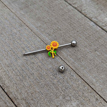 14G Happy Sunflower Duo Industrial Barbell 38mm