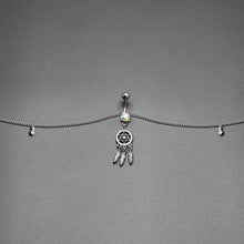 Clear Aurora Gem Southwest Dreamcatcher Dangle Belly Ring Belly Chain