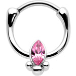 16G 5/16 Pink Gem Deco Oval Cartilage Clicker