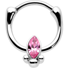 16G 5/16 Pink Gem Deco Oval Cartilage Clicker