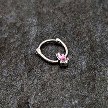 16G 5/16 Pink Gem Deco Oval Cartilage Clicker