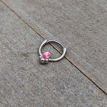 16G 5/16 Pink Gem Deco Oval Cartilage Clicker