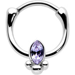 16G 5/16 Purple Gem Deco Oval Cartilage Clicker