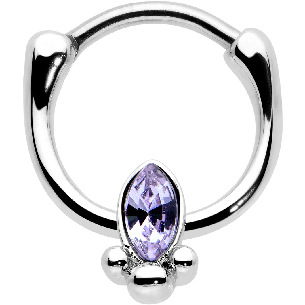 16G 5/16 Purple Gem Deco Oval Cartilage Clicker