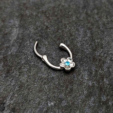 16G 5/16 Blue Gem Sweetheart Flower Cartilage Clicker