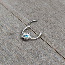 16G 5/16 Blue Gem Sweetheart Flower Cartilage Clicker