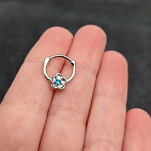16G 5/16 Blue Gem Sweetheart Flower Cartilage Clicker