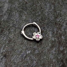 16G 5/16 Pink Gem Sweetheart Flower Cartilage Clicker