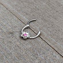16G 5/16 Pink Gem Sweetheart Flower Cartilage Clicker