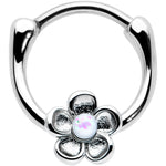 16G 5/16 White Faux Opal Sweetheart Flower Cartilage Clicker
