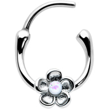 16G 5/16 White Faux Opal Sweetheart Flower Cartilage Clicker