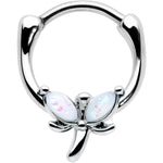 16G 5/16 White Faux Opal Simple Style Dragonfly Cartilage Clicker
