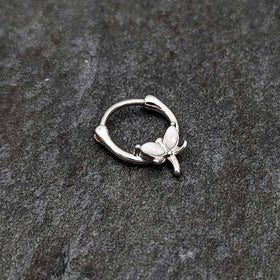 16G 5/16 White Faux Opal Simple Style Dragonfly Cartilage Clicker