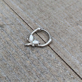 16G 5/16 White Faux Opal Simple Style Dragonfly Cartilage Clicker