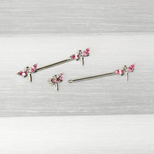 14G 5/8 Pink Gem Simple Styled Dragonfly Barbell Nipple Ring Set