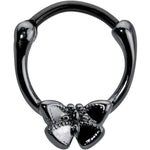 16G 3/8 Black Textured Simple Butterfly Cartilage Clicker