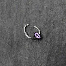 16G 3/8 Creepy Coffin Lt Purple Glow in Dark Hinged Segment Ring
