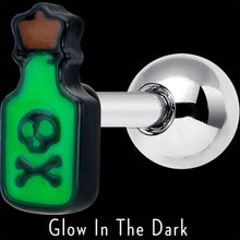 16G 1/4 Poison Green Bottle Glow in the Dark Cartilage Earring