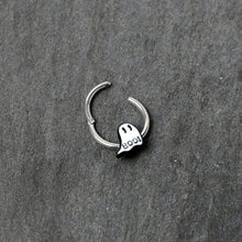 16G 3/8 White Ghost Glow in the Dark Halloween Hinged Segment Ring
