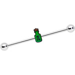 14G Poison Green Bottle Glow in the Dark Industrial Barbell 38mm