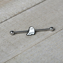14G Halloween White Ghost Glow in the Dark Industrial Barbell 38mm