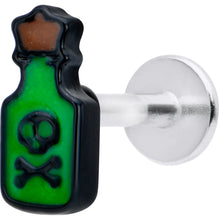 16G 5/16 Poison Green Bottle Glow in the Dark Labret Monroe Tragus