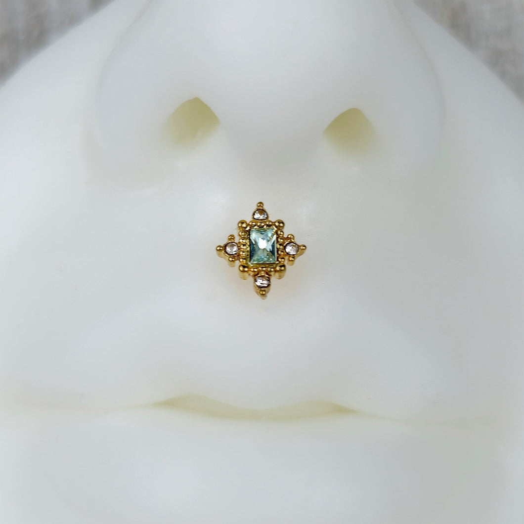 16G 5/16 Clear Gem Gold Tone Regal Seal Labret Monroe Tragus