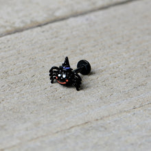 16G 5/16 Black Halloween Witch Smiling Spider Labret Monroe Tragus