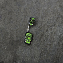 Frankenstein Head Green Glow in the Dark Double Mount Belly Ring