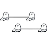 14G 9/16 Halloween Ghost Glow in the Dark Barbell Nipple Ring Set