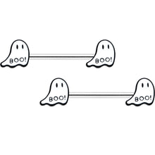 14G 9/16 Halloween Ghost Glow in the Dark Barbell Nipple Ring Set