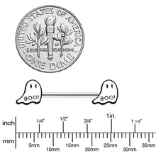 14G 9/16 Halloween Ghost Glow in the Dark Barbell Nipple Ring Set