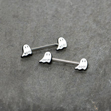 14G 9/16 Halloween Ghost Glow in the Dark Barbell Nipple Ring Set