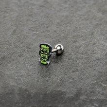 16G 1/4 Frankenstein Head Green Glow in the Dark Cartilage Earring