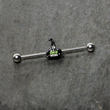 14G Good Witch Hat Glow the Dark Halloween Industrial Barbell 38mm