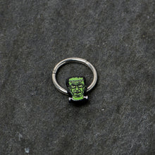 16G 3/8 Frankenstein Head Green Glow in Dark Hinged Segment Ring