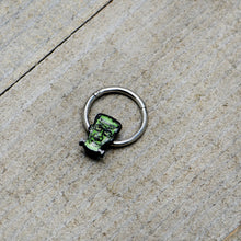 16G 3/8 Frankenstein Head Green Glow in Dark Hinged Segment Ring
