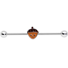 14G Autumn Acorn Face Brown Fall Industrial Barbell 38mm