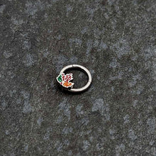 16G 5/16 Tricolor Red Autumn Maple Leaf Hinged Segment Ring