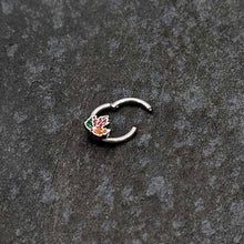16G 5/16 Tricolor Red Autumn Maple Leaf Hinged Segment Ring