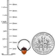 16G 3/8 Autumn Acorn Orange Brown Hinged Segment Ring