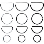 20G 12 Pack ASTM F-136 Implant Grade Titanium Nose Hoop D Shaped Septum Ring and Cartilage Ear Hoop Earring Set