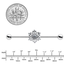 14G Clear Gem Filigree Winter Snowflake Industrial Barbell 38mm