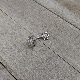 Clear Gem Filigree Winter Snowflakes Double Mount Belly Ring